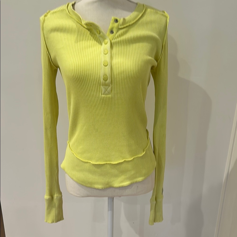 FP Movement by Free People Neon Yellow Ribbed Blouse